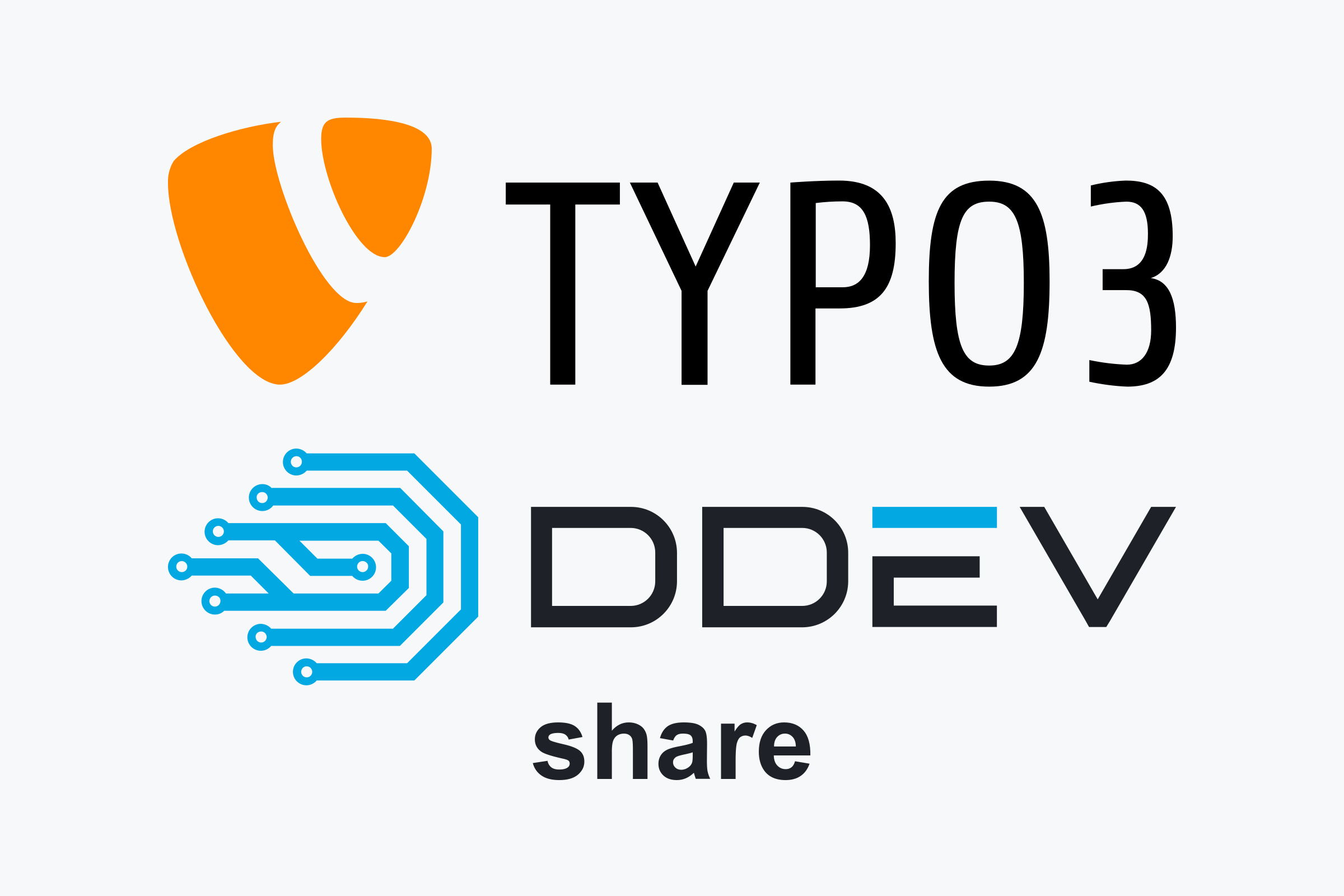 TYPO3 logo above the DDEV logo with the word 